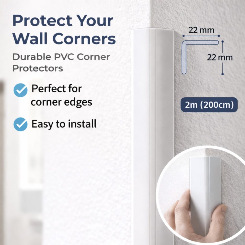 Multipurpose DW02N PVC plastic angle-edge trim 22 x 22 x 2000 mm White